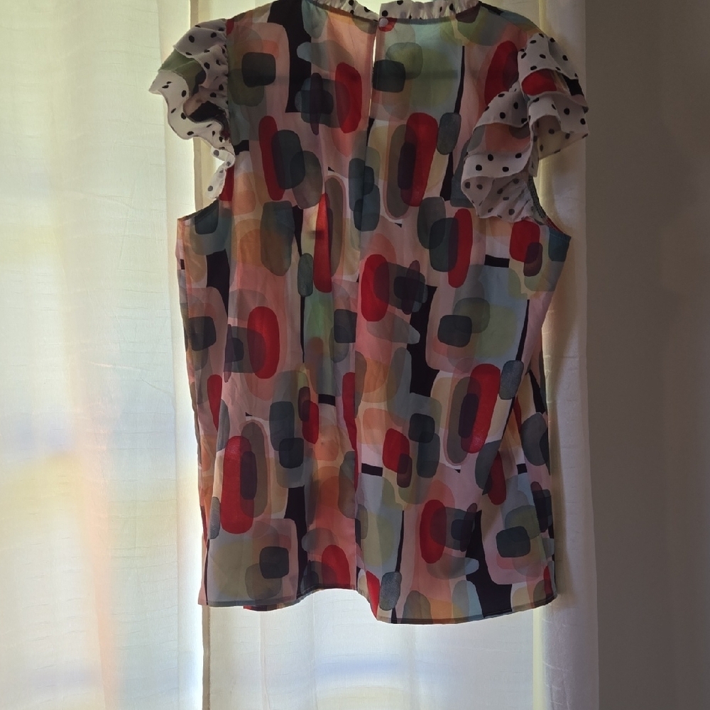 SHEIN Multicolor Abstract Ruffle Blouse - Picture 3 of 6